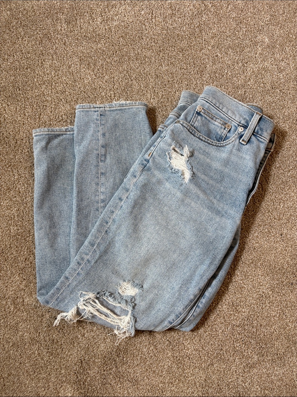 Madewell Light Blue Distressed The Mom Jeans - Size 25p
